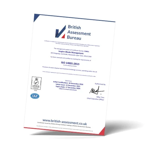 Inspire Waste Management ISO27001 Certificate 2024
