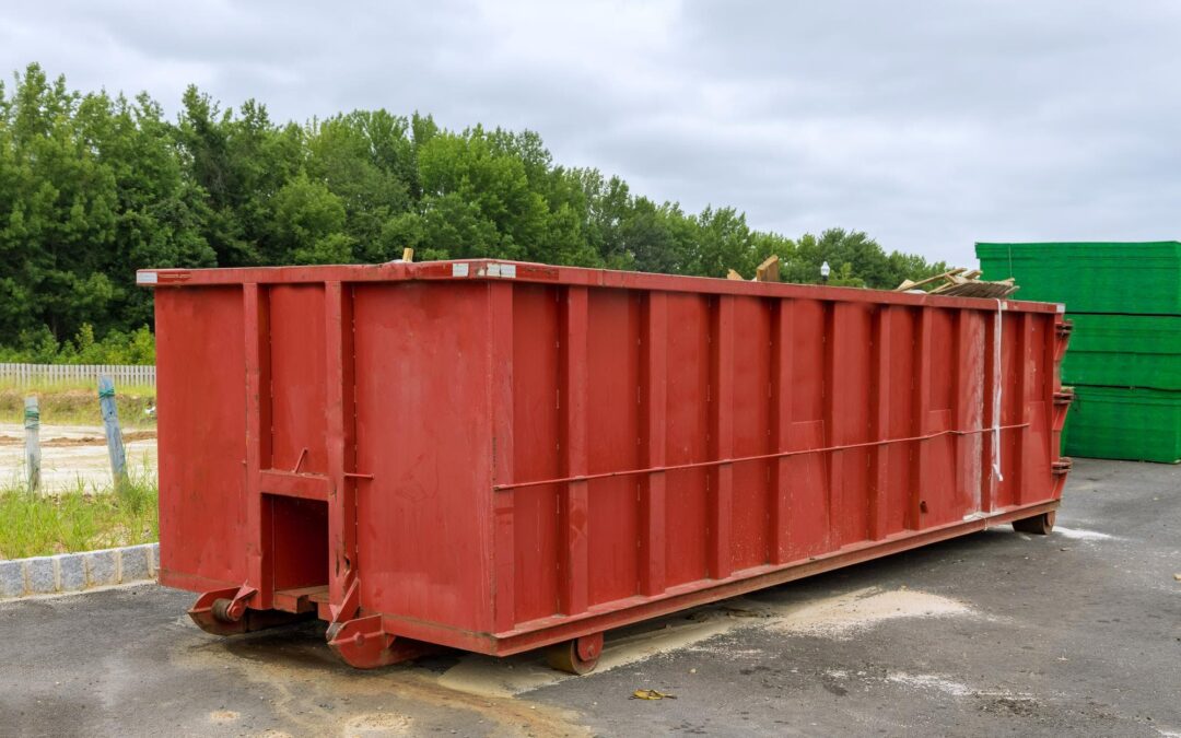 Roll on Roll off Skips recycling garbage waste management containers with construction material new building
