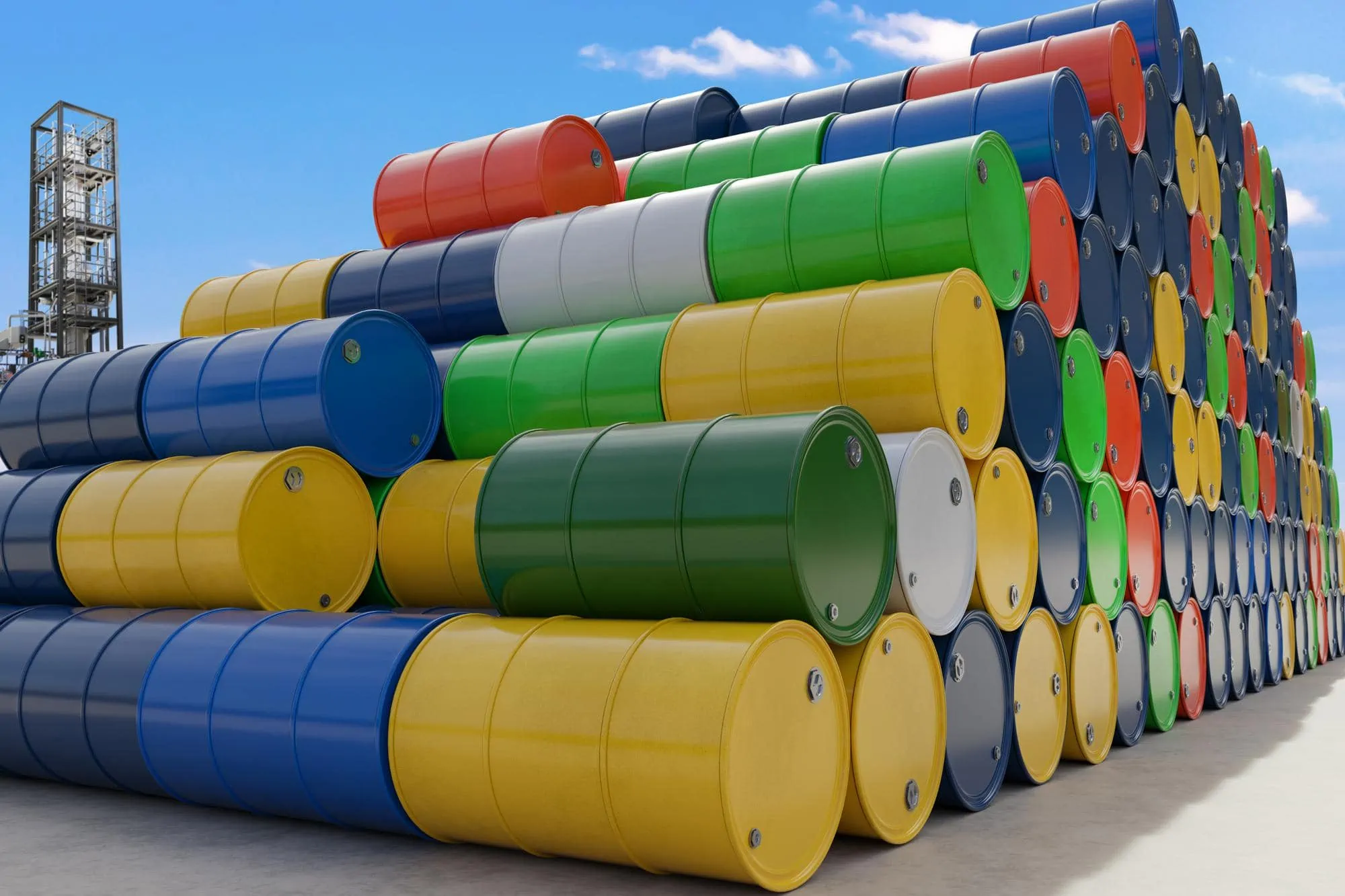 oil barrels chemical barrels are located base